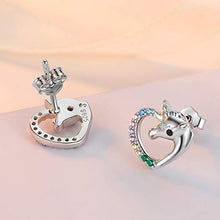 Carica l'immagine nel visualizzatore di Gallery, Qings Orecchini Unicorno Arcobaleno, 925 Sterline Argento Orecchini...