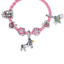 Carica l'immagine nel visualizzatore di Gallery, Braccialetto con ciondolo a forma di unicorno rosa per ragazze, idea regalo - Ilgrandebazar