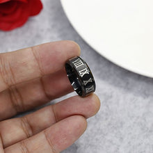 Carica l'immagine nel visualizzatore di Gallery, BESTEEL Gioielli Acciaio Inossidabile Numeri Romani Anello Uomo Donna Nero,... - Ilgrandebazar