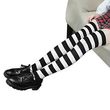 Carica l'immagine nel visualizzatore di Gallery, HBF Calze Donna a Righe al Ginocchio Cosplay Lunghe Nero&amp;bianco - Ilgrandebazar