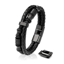 Carica l'immagine nel visualizzatore di Gallery, SERASAR | Bracciale in Pelle Premium per Uomo Nero | Speciale - Ilgrandebazar