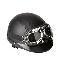 Carica l'immagine nel visualizzatore di Gallery, KKmoon Casco per Moto, Motociclo Aperto in Mezza Pelle, Nero - Ilgrandebazar