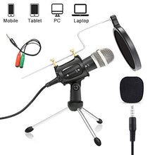 Carica l'immagine nel visualizzatore di Gallery, GeekerChip Microfono per PC,Microfono 3.5mm con Filtro,Treppiede,Compatibile...