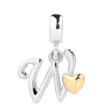 Carica l'immagine nel visualizzatore di Gallery, Uniqueen - Ciondolo per braccialetti a forma di lettera (A-Z) con cuoricino... - Ilgrandebazar