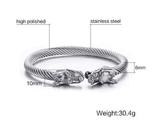 Carica l'immagine nel visualizzatore di Gallery, Vnox Bracciale da uomo in cavo di acciaio inox, con teste Grey(silver) - Ilgrandebazar