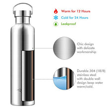 Carica l'immagine nel visualizzatore di Gallery, Ryaco Bottiglia Termica per Acqua in Acciaio Inox 1000ml / 35oz, Argento