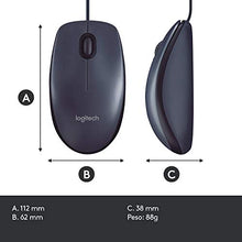 Carica l'immagine nel visualizzatore di Gallery, Logitech B100 Mouse USB Cablato, 3 Pulsanti, Rilevamento Ottico, Nero