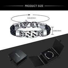 Carica l'immagine nel visualizzatore di Gallery, Coolman Bracciale Uomo in Pelle e Acciaio Inossidabile Bracciali Gotico 22cm - Ilgrandebazar