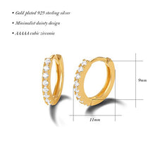 Carica l'immagine nel visualizzatore di Gallery, Orecchini a Cerchio Donna in Argento Sterling 925 Placcato Oro con Bianca