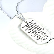 Carica l'immagine nel visualizzatore di Gallery, Ciondolo in acciaio inossidabile con testo inglese “To my Son... Love... - Ilgrandebazar