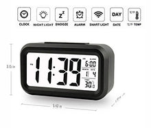Carica l'immagine nel visualizzatore di Gallery, Cisixin Display LCD Digitale Sveglia Snooze di Ripetizione Nero - Ilgrandebazar