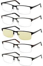 Carica l'immagine nel visualizzatore di Gallery, Amcedar 5-pack Occhiali da Lettura Uomo Mezza Cornice +2.00, 5 Colori Misti - Ilgrandebazar