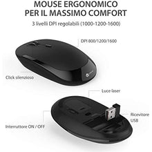 Carica l'immagine nel visualizzatore di Gallery, iClever Tastiera e Mouse Wireless - e Portatili Nero