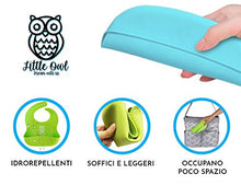 Carica l'immagine nel visualizzatore di Gallery, ❤️ Little Owl Bavaglini Silicone Impermeabili con Tasca Celeste/Verde