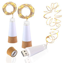 Carica l'immagine nel visualizzatore di Gallery, LED Sughero Bottiglia Luci, USB Alimentato Ricaricabile, 1.9 m 20 LED, Rame... - Ilgrandebazar