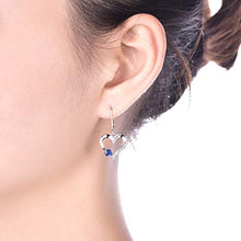 Carica l'immagine nel visualizzatore di Gallery, YL Orecchini Cuore Argento 925 Amore Zaffiro blu/Smeraldo Blu - Ilgrandebazar