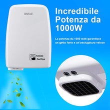 Carica l'immagine nel visualizzatore di Gallery, BAKAJI Asciugamani Automatico Elettrico Hotel Asciuga Mani ad Aria 1000 Watt - Ilgrandebazar