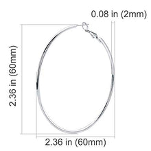 Carica l'immagine nel visualizzatore di Gallery, VU100 Orecchini Cerchio 60mm Argento sterling 18 carati Oro Argento-60mm - Ilgrandebazar