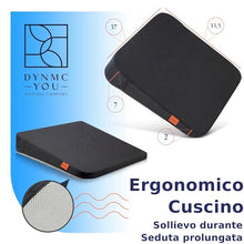 Carica l'immagine nel visualizzatore di Gallery, Cuscino Cuneo - Cuscino per Sedile Auto – Cuscino per Sedia Ufficio – Cuscino Auto sedile e Ufficio Antiscivolo - Auto Cuscini Perfetto per Sedie da Ufficio o per l'Auto (Nero/33.5 x 37 x 2-7.2 cm)