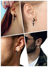 Carica l'immagine nel visualizzatore di Gallery, Flongo orecchini donna uomo croce forma fashion stile argento Argento + Nero - Ilgrandebazar