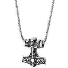 Carica l'immagine nel visualizzatore di Gallery, COOLSTEELANDBEYOND Uomo Acciaio Argento Nero Thors Martello Celtico... - Ilgrandebazar