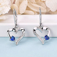 Carica l'immagine nel visualizzatore di Gallery, YL Orecchini Cuore Argento 925 Amore Zaffiro blu/Smeraldo Blu - Ilgrandebazar