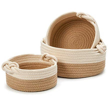 Carica l'immagine nel visualizzatore di Gallery, EZOWare Set di 3 Cesto Contenitore in Maglia Organizer, Marrone E Beige