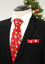 Carica l'immagine nel visualizzatore di Gallery, HISDERN Uomo Cravatta natalizia Tree Elk Snowman Babbo Natale Pattern Festa tessuta Cravatta e fazzoletto