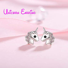 Carica l'immagine nel visualizzatore di Gallery, Orecchini unicorno per ragazze, Rosa Argento 925 a bottone...