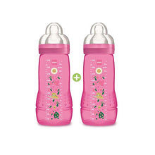 Carica l'immagine nel visualizzatore di Gallery, MAM Biberon Seconda Età colorato, 330 ml, da 6 Mesi, Set di 2, Rosa - Ilgrandebazar