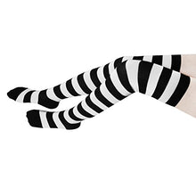 Carica l'immagine nel visualizzatore di Gallery, HBF Calze Donna a Righe al Ginocchio Cosplay Lunghe Nero&amp;bianco - Ilgrandebazar