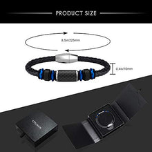 Carica l'immagine nel visualizzatore di Gallery, COOLMAN Braccialetto in Pelle per Uomo Bracciale Polsino Blu(21.5cm) - Ilgrandebazar
