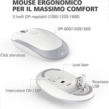 Carica l'immagine nel visualizzatore di Gallery, iClever Tastiera e Mouse Wireless - e Argento e Bianco