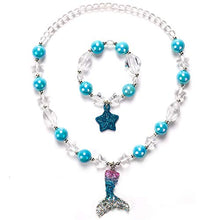 Carica l'immagine nel visualizzatore di Gallery, Set di collana con ciondolo a forma coda sirena per bambine,... - Ilgrandebazar