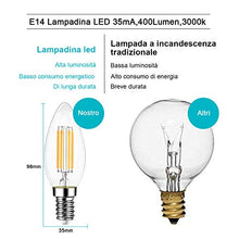Carica l'immagine nel visualizzatore di Gallery, EXTRASTAR Filamento LED E14, 4W Equivalenti a 35W, C35 E14 3000K-12 Pezzi - Ilgrandebazar