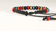 Carica l'immagine nel visualizzatore di Gallery, Braccialetto intrecciato Nero con perline di legno colorate, ideale per... - Ilgrandebazar