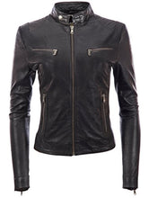 Carica l'immagine nel visualizzatore di Gallery, Aviatrix Giacca da Moto Molto alla Moda in Vera Pelle Super Soft M, Nero - Ilgrandebazar