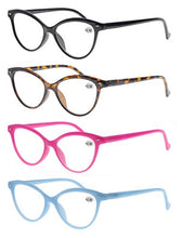 Carica l'immagine nel visualizzatore di Gallery, MODFANS Confezione da 4 Occhiali Lettura 1.0 Cat Eye +1.00, Colori Misti - Ilgrandebazar