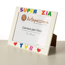 Carica l'immagine nel visualizzatore di Gallery, Cornici per foto in legno con la scritta Super Zia TVB e decorata con... - Ilgrandebazar