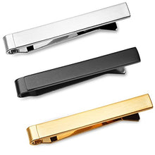 Carica l'immagine nel visualizzatore di Gallery, Set di 3 Fermacravatta 4 CM Uomo Colore Argento, Nero, Oro + Pacco Regalo - Ilgrandebazar