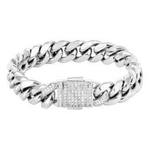 Carica l'immagine nel visualizzatore di Gallery, KRKC&amp;CO Bracciale a Catena Cubana, Cubano Acciaio Grosso Uomo in... - Ilgrandebazar