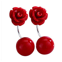 Carica l'immagine nel visualizzatore di Gallery, Orecchini Donna in Argento 925 con Rosa Rossi Perla - Il Regalo...