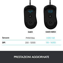 Carica l'immagine nel visualizzatore di Gallery, Logitech G403 HERO 16K, mouse gaming, LIGHTSYNC RGB, leggero 87 g + 10 g...