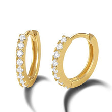 Carica l'immagine nel visualizzatore di Gallery, Orecchini a Cerchio Donna in Argento Sterling 925 Placcato Oro con Bianca