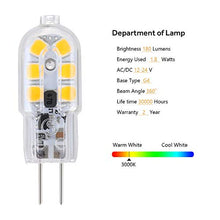 Carica l'immagine nel visualizzatore di Gallery, Vicloon G4 LED Lampadina, 6 Pezzi 1.8W AC/DC12-24V Lampadina Trasparente