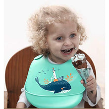 Carica l'immagine nel visualizzatore di Gallery, Bavaglini Silicone Impermeabile Bambino Bambina Con Tasca Facilmente Giallo