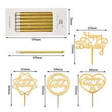 Carica l'immagine nel visualizzatore di Gallery, WOWOSS 8 Scatole Lunghe Candeline di Compleanno Dorate Metallico con 4 Pezzi...
