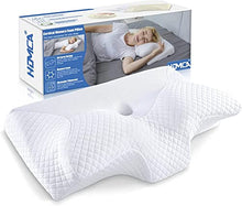 Carica l'immagine nel visualizzatore di Gallery, HOMCA Cuscino Cervicale Ergonomico Cuscino Memory Foam per Supporto Cuscino Ortopedico per Dormire sul Fianco e sulla Schiena