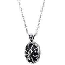 Carica l'immagine nel visualizzatore di Gallery, COOLSTEELANDBEYOND Uomo Donna Annata Ragno Cranio Ovale Collana con... - Ilgrandebazar