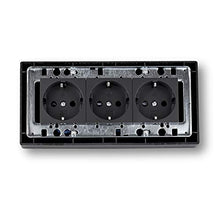 Carica l'immagine nel visualizzatore di Gallery, Presa angolare montaggio 3 X Schuko nero, per cucina, ufficio, officina....